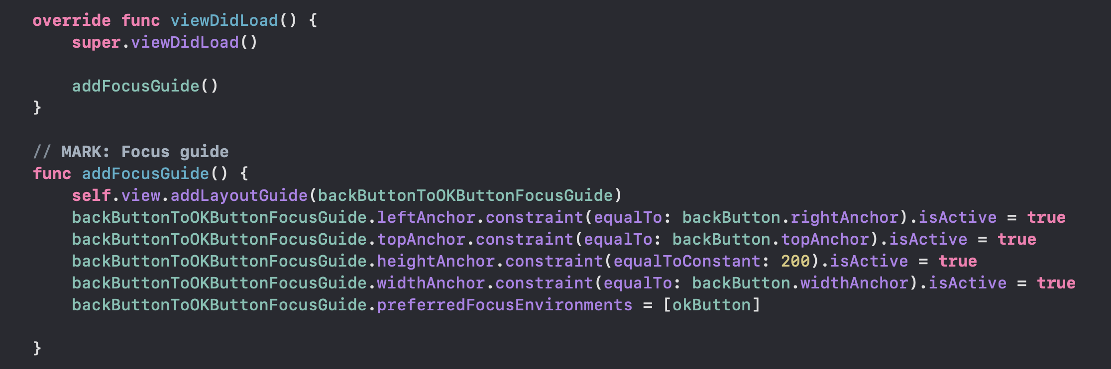 Code Snipped: UIFocusGuide()